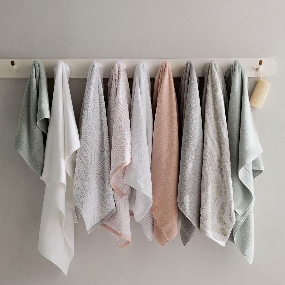 Organic Dashed Lines Sculpted Towels White west elm United Kingdom